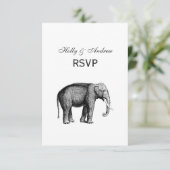Oude Olifant Tekening RSVP Kaartje (Staand voorkant)