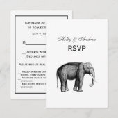 Oude Olifant Tekening RSVP Kaartje (Voorkant / Achterkant)