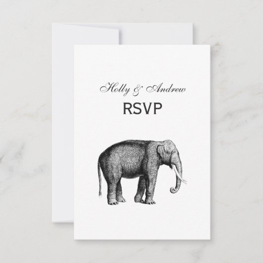 Oude Olifant Tekening RSVP Kaartje (Voorkant)