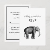 Oude Olifant Tekening RSVP Kaartje (Voorkant / Achterkant)
