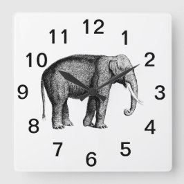 Oude Olifant Tekening Vierkante Klok