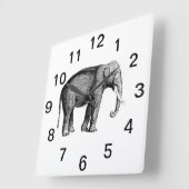 Oude Olifant Tekening Vierkante Klok (Hoek)