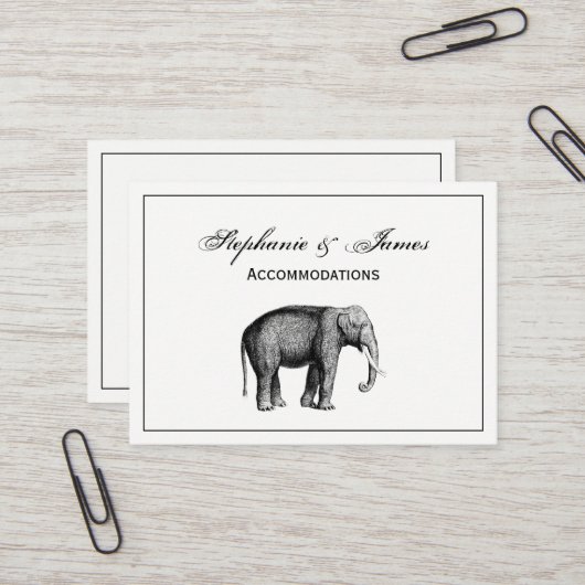 Oude Olifant Tekening Visitekaartje (Voorkant / Achterkant in situ)