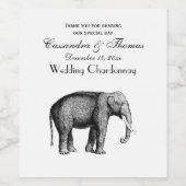 Oude Olifant Tekening Wijn Etiket (Enkel label)