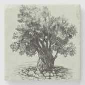 Oude olijfboom stenen onderzetter (Voorkant)