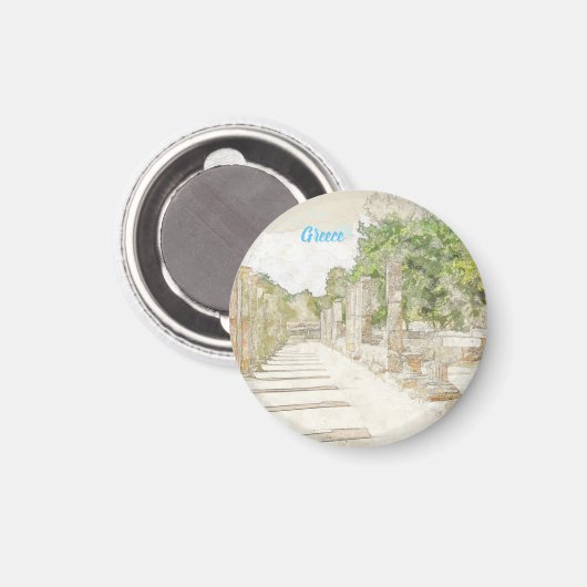 Oude Olympia Ruïnes Schetsmagneet  Decor Magneet (Voorkant / Achterkant)