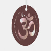 Oude Om Mantra Symbool Quote Gepersonaliseerd Roze Metalen Ornament (Voorkant Rechts)