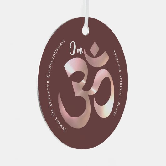 Oude Om Mantra Symbool Quote Gepersonaliseerd Roze Metalen Ornament (Voorkant Rechts)