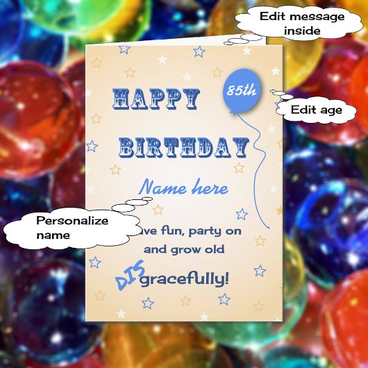 Oude, onbeleefd aangepaste leeftijd 85th grappig kaart