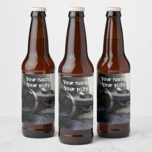 Oude onderzeeër in de sneeuw bier etiket (Flessen)