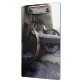 Oude onderzeeër in de sneeuw klembord (Links)