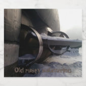 Oude onderzeeër in de sneeuw likeurfles etiket (Enkel label)