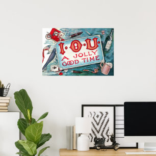 Oude ondeugden Feest, gokken drinken roken Poster