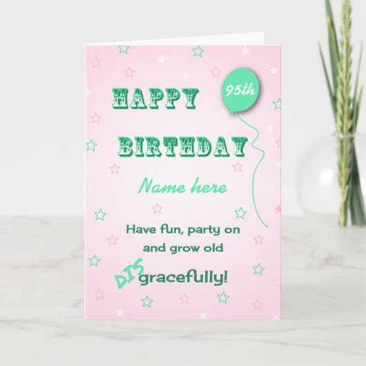 Oude ongracidevolle naam en leeftijd 95 jaar kaart (Voorkant)