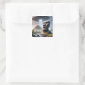 Oude Ontmoeting: Moai-beelden en UFO's Vierkante Sticker (Tas)