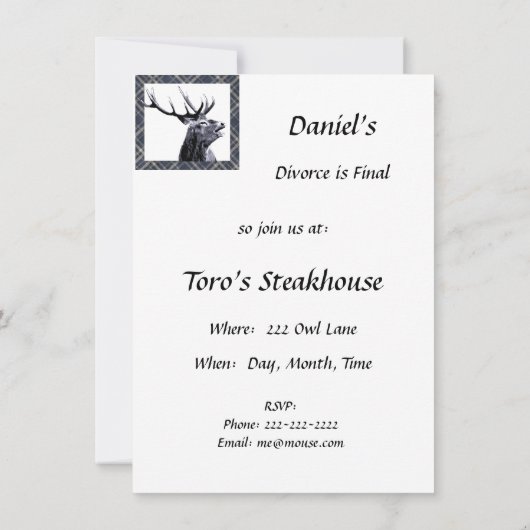 Oude ontwerp herten scheiding of aangepast feestje kaart (Achterkant)