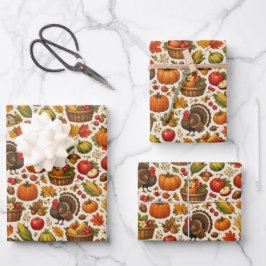 Oude oogst boerderij Thanksgiving Inpakpapier Vel