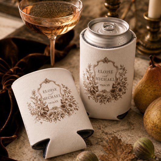 Oude oogst Monogram Wapen Herfst Bruiloft Blikjeskoeler