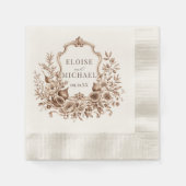 Oude oogst monogram wapenschild herfst bruiloft servet (Voorkant)