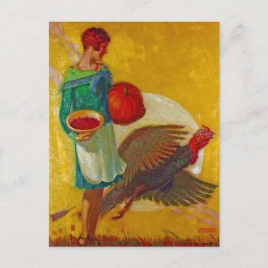 Oude oogstillustratie voor Thanksgiving Briefkaart (Voorkant)