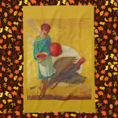 Oude oogstillustratie voor Thanksgiving Theedoek