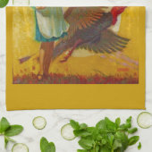 Oude oogstillustratie voor Thanksgiving Theedoek (Gevouwen)