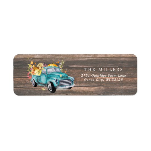 Oude Oogsttruck | Herfst Retouradres Etiket (Voorkant)