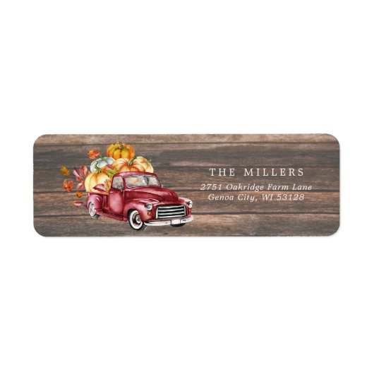 Oude Oogsttruck | Herfst Retouradres Etiket (Voorkant)