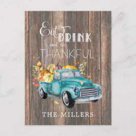 Oude Oogsttruck | Thanksgiving Ansichtkaart Feestdagenkaart