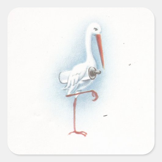 Oude Ooievaar Vierkante Sticker (Voorkant)