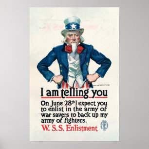 Oude oom Sam Eerste Wereldoorlog legerposter Poster