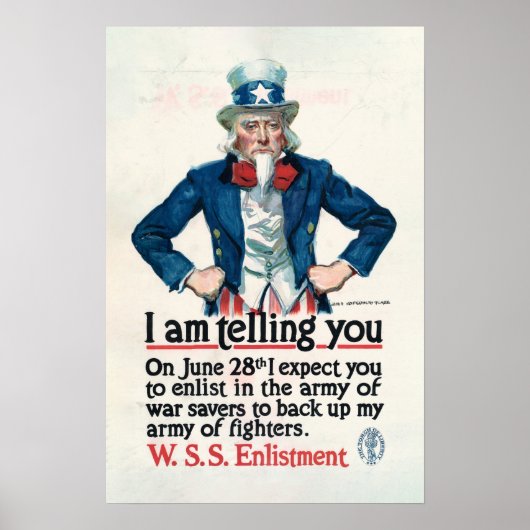 Oude oom Sam Eerste Wereldoorlog legerposter Poster (Voorkant)