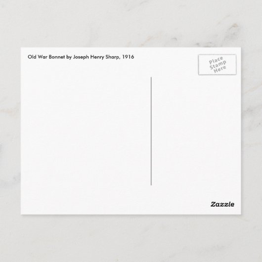 Oude Oorlog Bonnet van Joseph Henry Sharp Briefkaart (Achterkant)