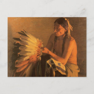 Oude Oorlog Bonnet van Joseph Henry Sharp Briefkaart