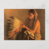 Oude Oorlog Bonnet van Joseph Henry Sharp Briefkaart (Voorkant)