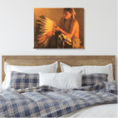 Oude Oorlog Bonnet van Joseph Henry Sharp Canvas Afdruk (Insitu (Slaapkamer))