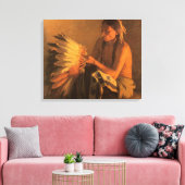 Oude Oorlog Bonnet van Joseph Henry Sharp Canvas Afdruk (Insitu (Woonkamer))