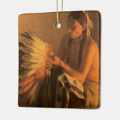 Oude Oorlog Bonnet van Joseph Henry Sharp Keramisch Ornament (Links)