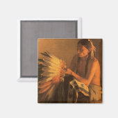 Oude Oorlog Bonnet van Joseph Henry Sharp Magneet (Voorkant / Achterkant)