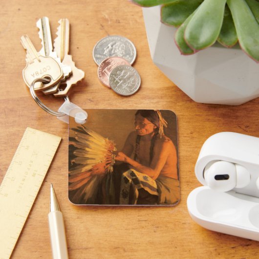 Oude Oorlog Bonnet van Joseph Henry Sharp Sleutelhanger (Bureau)