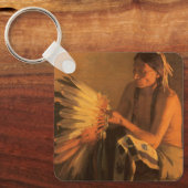 Oude Oorlog Bonnet van Joseph Henry Sharp Sleutelhanger (Voorkant)