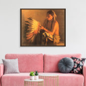 Oude oorlogshoed door Joseph Henry Sharp Canvas Afdruk (Insitu (Woonkamer))
