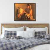 Oude oorlogshoed door Joseph Henry Sharp Canvas Afdruk (Insitu (Slaapkamer))