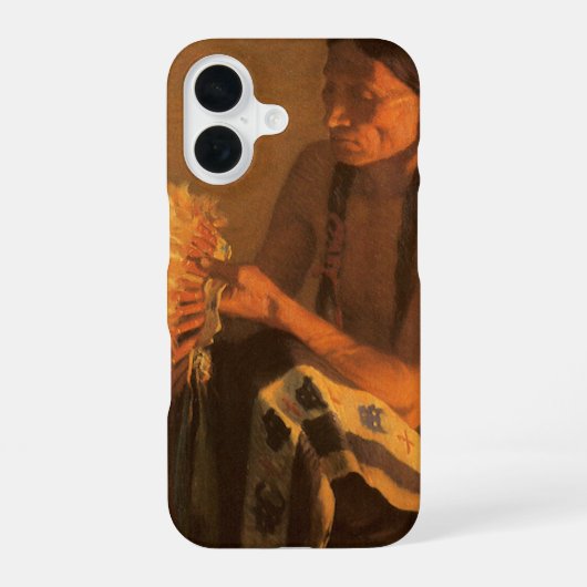 Oude Oorlogshoed door Joseph Henry Sharp iPhone 16 Hoesje (Achterkant)