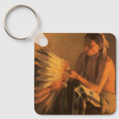 Oude oorlogshoed door Joseph Henry Sharp Sleutelhanger (Voorkant)