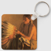 Oude oorlogshoed door Joseph Henry Sharp Sleutelhanger (Achterkant)