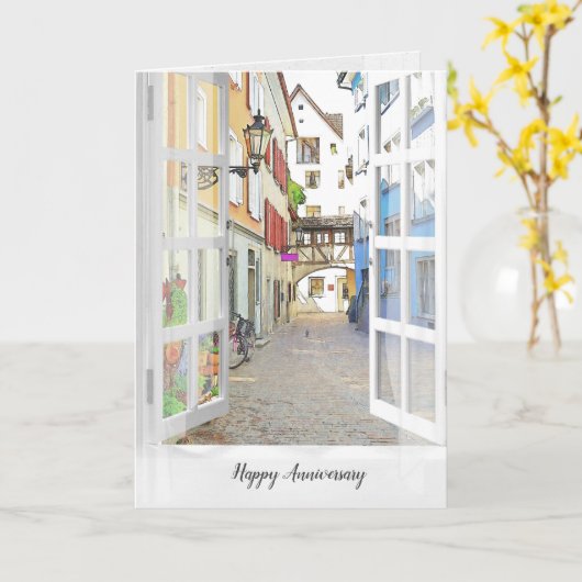 oude Oostenrijkse stad voor trouwdag Kaart (Gele Bloem)