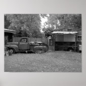 Oude ophaaltruck zwart-witfotografie poster (Voorkant)