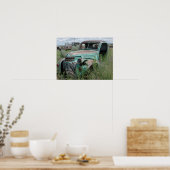 Oude ophaalwagen in veldfoto poster (Keuken)