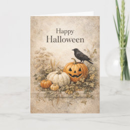 Oude Oranje Pompoenen Halloween Kaart